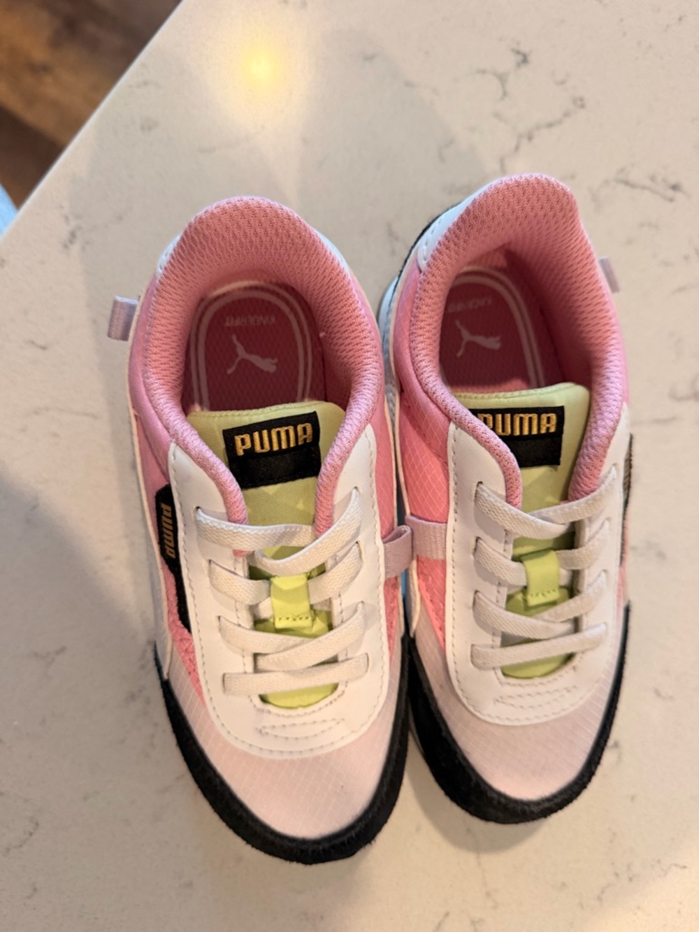 Puma Kids Pink, White & Lime Athletic Sneakers